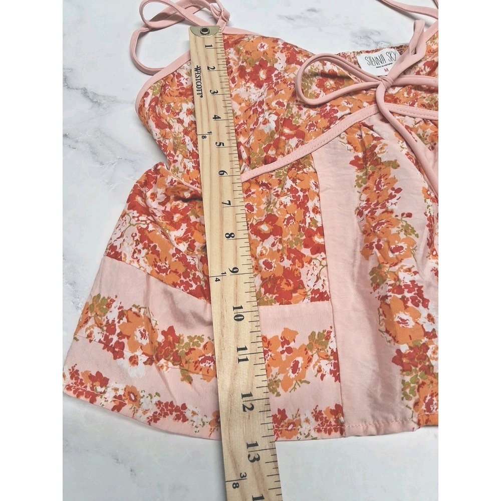 Sienna Sky Junior's Floral "Camisole" Red, Pink & Orange Size M - Picture 6 of 10